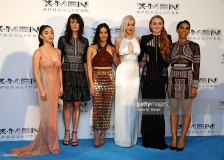 LONDON, ENGLAND - MAY 09: Lana Condor, Carloina Bartczac, Olivia Munn, Jennifer Lawrence, Sophie Turner and Alexandra Shipp attend a Global Fan Screening of