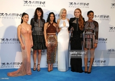 LONDON, ENGLAND - MAY 09: Lana Condor, Carloina Bartczac, Olivia Munn, Jennifer Lawrence, Sophie Turner and Alexandra Shipp attend a Global Fan Screening of