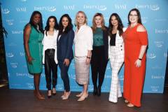 LOS ANGELES, CALIFORNIA - FEBRUARY 19: (L-R) Kim Foxx, Lisa Ling, Melissa Fumero, Stephanie Schriock, Amber Tamblyn, Olivia Munn and Emily Cain arrive at the EMILY's List 2nd Annual Pre-Oscars Event at the Four Seasons Los Angeles at Beverly Hills on February 19, 2019 in Los Angeles, California. (Photo by Amanda Edwards/WireImage)