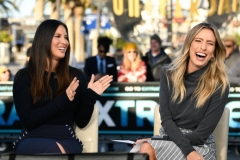 UNIVERSAL CITY, CALIFORNIA - FEBRUARY 19: Olivia Munn and Renee Bargh visit "Extra" at Universal Studios Hollywood on February 19, 2019 in Universal City, California. (Photo by Noel Vasquez/Getty Images)