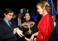 BEVERLY HILLS, CALIFORNIA - MARCH 28: (L-R) Sean Hayes, Olivia Munn, and Allison Janney attend the 30th Annual GLAAD Media Awards Los Angeles at The Beverly Hilton Hotel on March 28, 2019 in Beverly Hills, California. (Photo by Kevin Mazur/Getty Images for GLAAD)