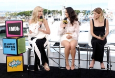 SAN DIEGO, CALIFORNIA - JULY 19: Joely RIchardson, Olivia Munn and Emma Greenwell speak onstage at the #IMDboat at San Diego Comic-Con 2019: Day Two at the IMDb Yacht on July 19, 2019 in San Diego, California. (Photo by Tommaso Boddi/Getty Images for IMDb)