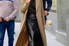 NEW YORK, NEW YORK - APRIL 10:  Olivia Munn is seen outside the "View" on April 10, 2025 in New York City. (Photo by Raymond Hall/GC Images)