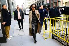 NEW YORK, NEW YORK - APRIL 10:  Olivia Munn is seen outside the "View" on April 10, 2025 in New York City. (Photo by Raymond Hall/GC Images)