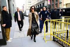 NEW YORK, NEW YORK - APRIL 10:  Olivia Munn is seen outside the "View" on April 10, 2025 in New York City. (Photo by Raymond Hall/GC Images)