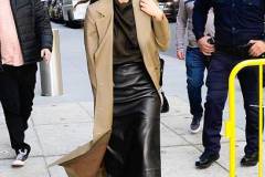 NEW YORK, NEW YORK - APRIL 10:  Olivia Munn is seen outside the "View" on April 10, 2025 in New York City. (Photo by Raymond Hall/GC Images)