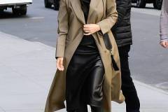 NEW YORK, NEW YORK - APRIL 10:  Olivia Munn is seen outside the "View" on April 10, 2025 in New York City. (Photo by Raymond Hall/GC Images)