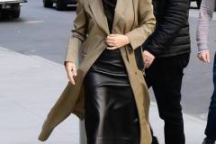 NEW YORK, NEW YORK - APRIL 10:  Olivia Munn is seen outside the "View" on April 10, 2025 in New York City. (Photo by Raymond Hall/GC Images)