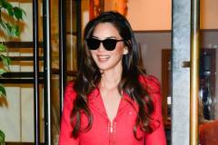 NEW YORK, NEW YORK - APRIL 03: Olivia Munn is seen in Midtown on April 03, 2025 in New York City. (Photo by Raymond Hall/GC Images)