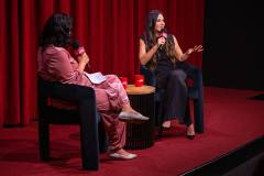 LOS ANGELES, CALIFORNIA - DECEMBER 02: Moderator Jenelle Riley (L) and actress Olivia Munn attend the SAG-AFTRA Foundation Conversations Presents "Your Friends And Neighbors" event at The Meryl Streep Center for Performing Artists on December 02, 2025 in Los Angeles, California. (Photo by Amanda Edwards/Getty Images)
