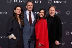 HOLLYWOOD, CALIFORNIA - APRIL 11: (L-R) Amanda Peet, Jon Hamm, Olivia Munn and Jonathan Tropper attend Apple TV's "Your Friends and Neighbors" during 2026 PaleyFest LA at Dolby Theatre on April 11, 2026 in Hollywood, California.  (Photo by Kevin Winter/Getty Images)