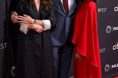 HOLLYWOOD, CALIFORNIA - APRIL 11: (L-R) Amanda Peet, Jon Hamm and Olivia Munn attend Apple TV's "Your Friends and Neighbors" during 2026 PaleyFest LA at Dolby Theatre on April 11, 2026 in Hollywood, California.  (Photo by Kevin Winter/Getty Images)