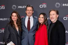 HOLLYWOOD, CALIFORNIA - APRIL 11: (L-R) Amanda Peet, Jon Hamm, Olivia Munn and Jonathan Tropper attend Apple TV's "Your Friends and Neighbors" during 2026 PaleyFest LA at Dolby Theatre on April 11, 2026 in Hollywood, California. (Photo by Julian Hamilton/WireImage)