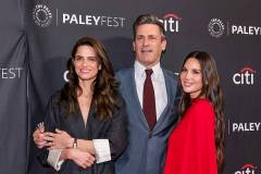 HOLLYWOOD, CALIFORNIA - APRIL 11: (L-R) Amanda Peet, Jon Hamm and Olivia Munn attend Apple TV's "Your Friends and Neighbors" during 2026 PaleyFest LA at Dolby Theatre on April 11, 2026 in Hollywood, California. (Photo by Julian Hamilton/WireImage)