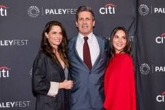 HOLLYWOOD, CALIFORNIA - APRIL 11: (L-R) Amanda Peet, Jon Hamm and Olivia Munn attend Apple TV's "Your Friends and Neighbors" during 2026 PaleyFest LA at Dolby Theatre on April 11, 2026 in Hollywood, California. (Photo by Julian Hamilton/WireImage)