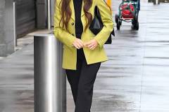 NEW YORK, NEW YORK - MARCH 30: Olivia Munn is seen outside arriving at "ABC Studio" on March 30, 2026 in New York City. (Photo by Raymond Hall/GC Images)