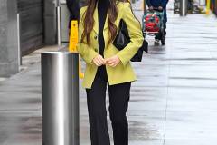 NEW YORK, NEW YORK - MARCH 30: Olivia Munn is seen outside arriving at "ABC Studio" on March 30, 2026 in New York City. (Photo by Raymond Hall/GC Images)