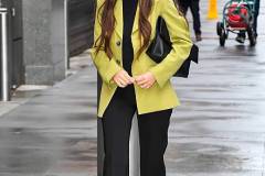 NEW YORK, NEW YORK - MARCH 30: Olivia Munn is seen outside arriving at "ABC Studio" on March 30, 2026 in New York City. (Photo by Raymond Hall/GC Images)