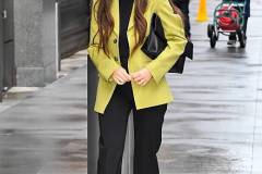 NEW YORK, NEW YORK - MARCH 30: Olivia Munn is seen outside arriving at "ABC Studio" on March 30, 2026 in New York City. (Photo by Raymond Hall/GC Images)