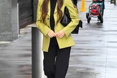 NEW YORK, NEW YORK - MARCH 30: Olivia Munn is seen outside arriving at "ABC Studio" on March 30, 2026 in New York City. (Photo by Raymond Hall/GC Images)