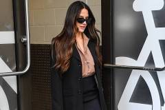 NEW YORK, NEW YORK - MARCH 30: Olivia Munn is seen outside leaving "ABC Studio" on on March 30, 2026 in New York City. (Photo by Raymond Hall/GC Images)